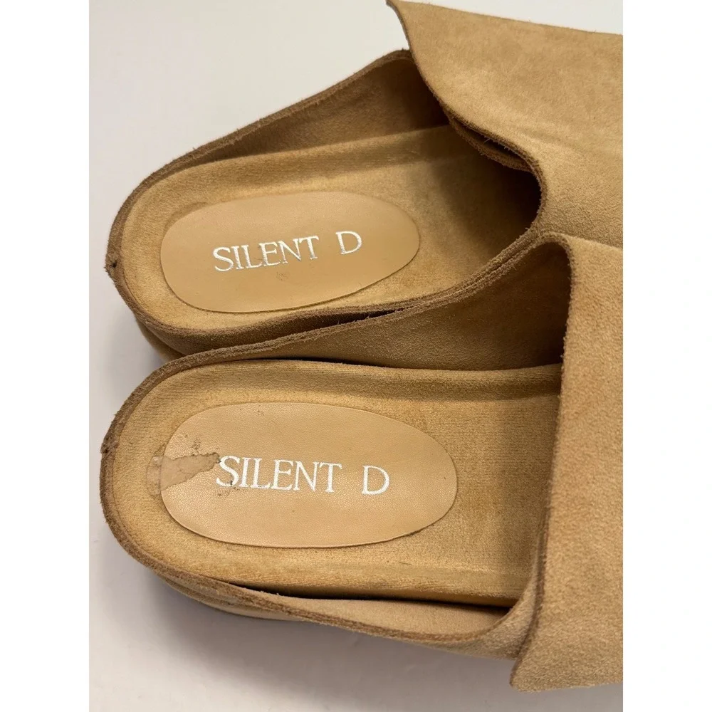 Silent D Tan Leather Platform Slide Sandals‎ Women's EU 40 Adjustable Strap